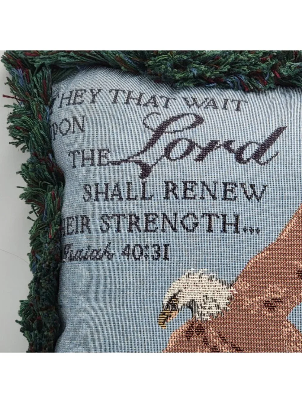 Vtg Decorative Bible Verse Throw Pillow With Eagle & Isaiah 40:31